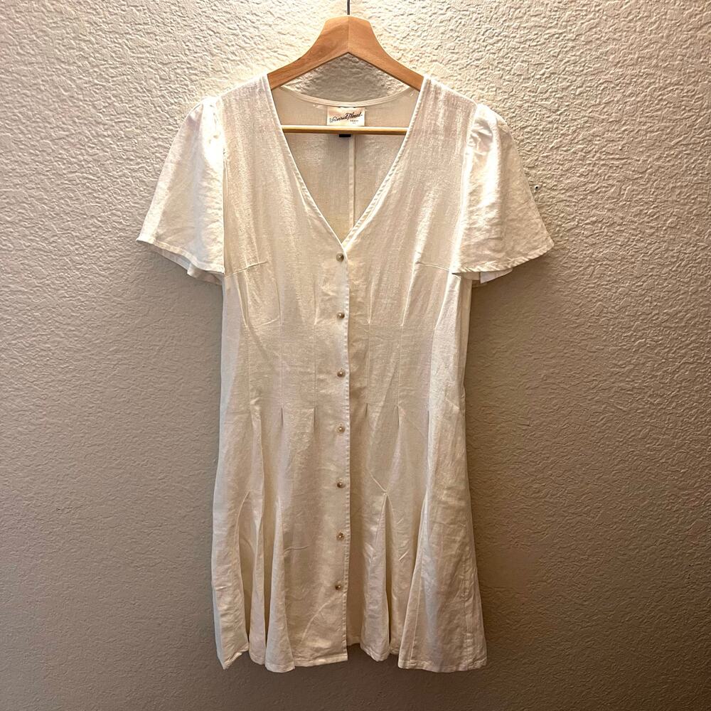 Universal Thread Linen Button White Mini Dress Xs… - image 3